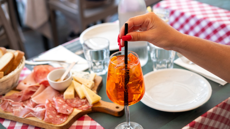 Aperol spritz and charcuterie board