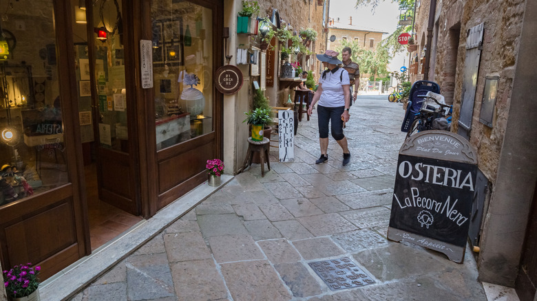 osteria on narrow cobblestone street