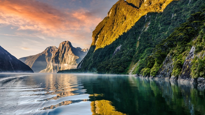 New Zealand's Milford Sound viewed from the water.