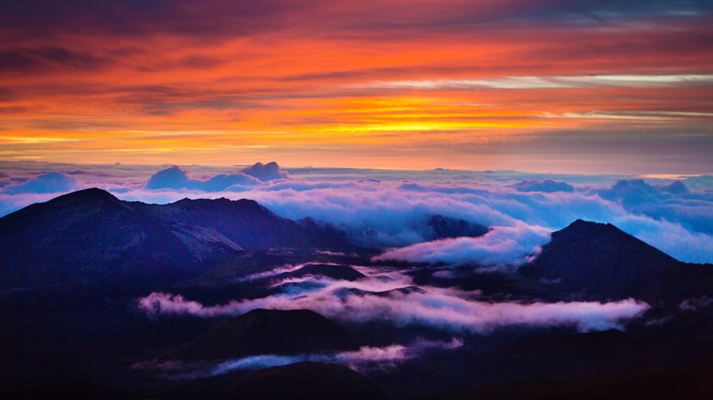 Sunrise over a volcanic landscape in Haleakala National Park, Maui