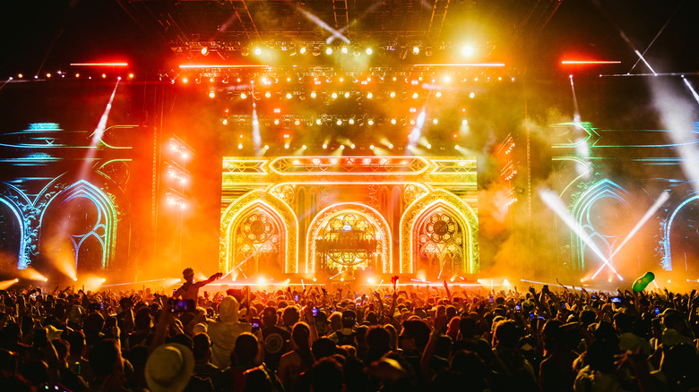 Crowds and a stage at Coachella