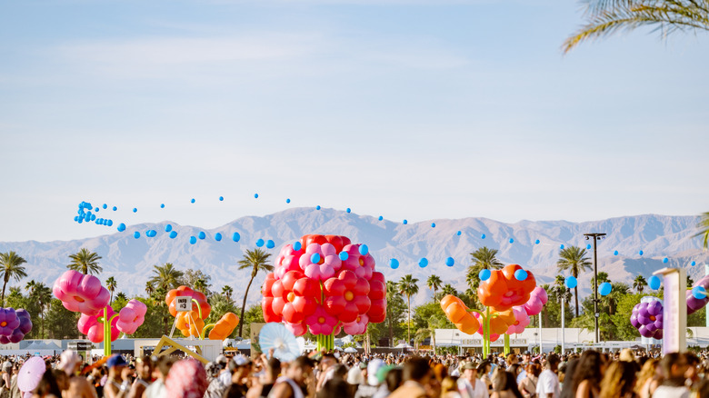 Art installations and crowds at Coachella