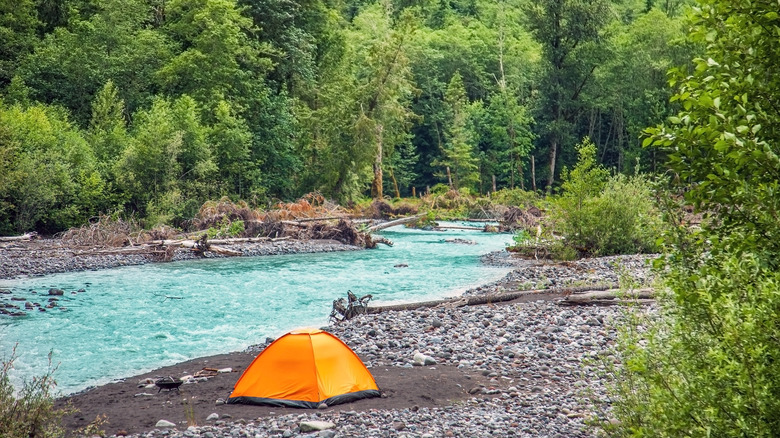 Tent by river