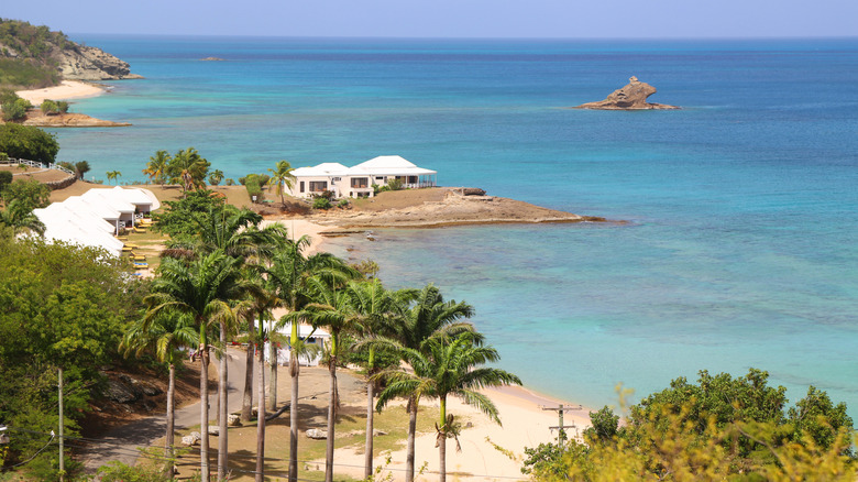 Aerial view of Hawksbill Bay