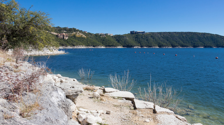 rocky coast near lake