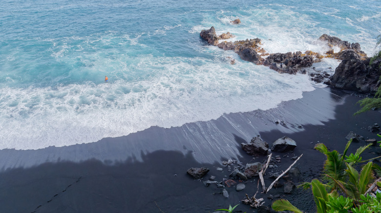 beach with black sand