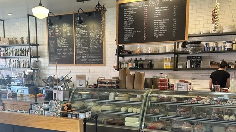 A sleek deli counter at Rocco's Italian Deli