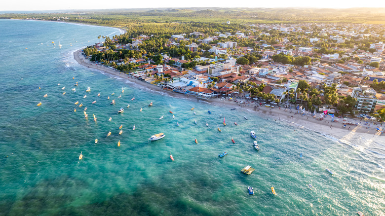 boats in ocean from above
