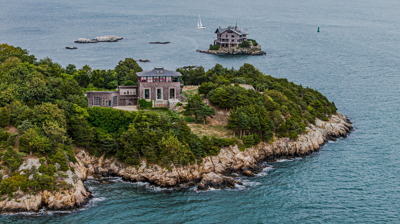 An aerial view of Fort Wetherill State Park in Newport, Rhode Island