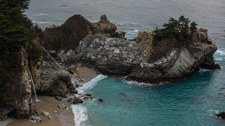 Aerial view of Julia Pfeiffer Burns State Park in Big Sur, California