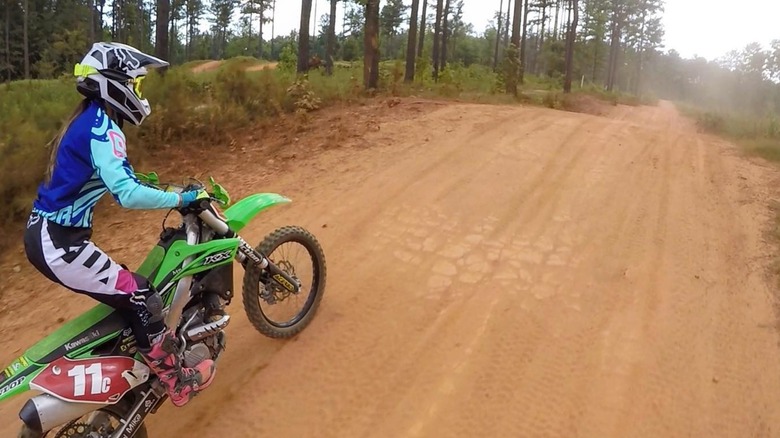Off road motorcyclist at the Durhamtown Offroad Resort near Union Point, GA