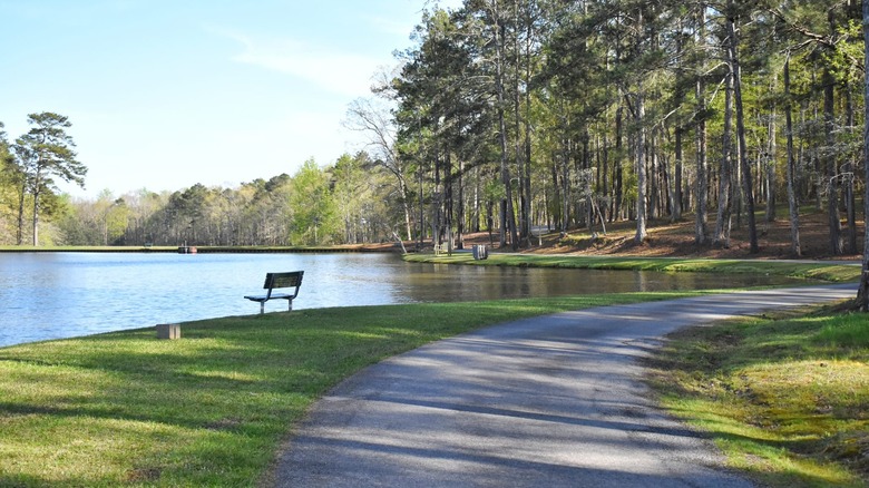 Walking path by the water in John Tanner Park.