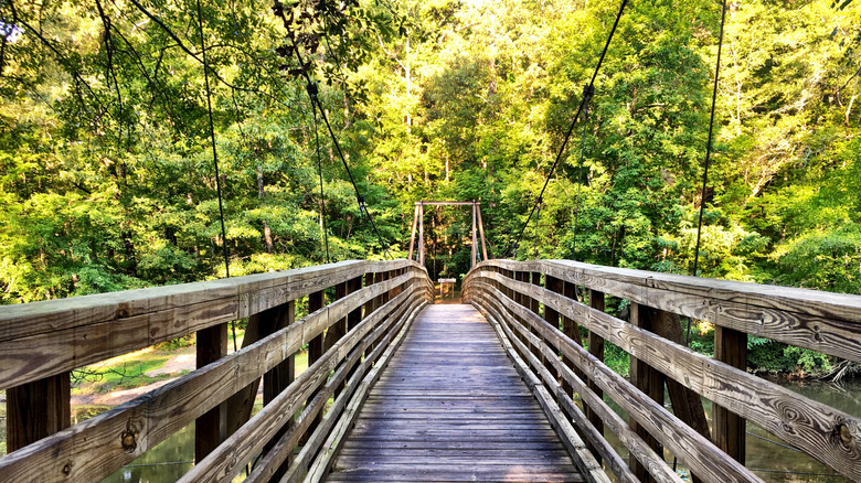 Crossing the bridge in Chau Ram Park, South Carolina
