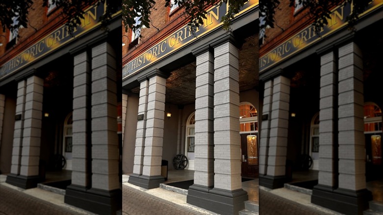 Brick facade of the Historic Griffin Hotel.
