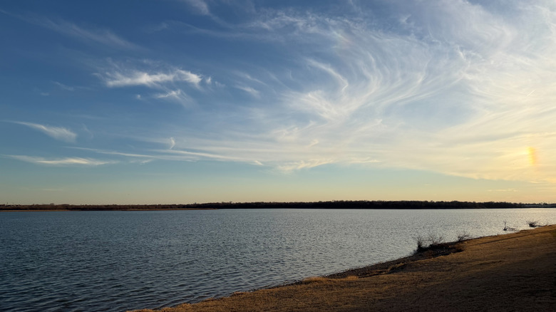 Sunset over a lake in Texas