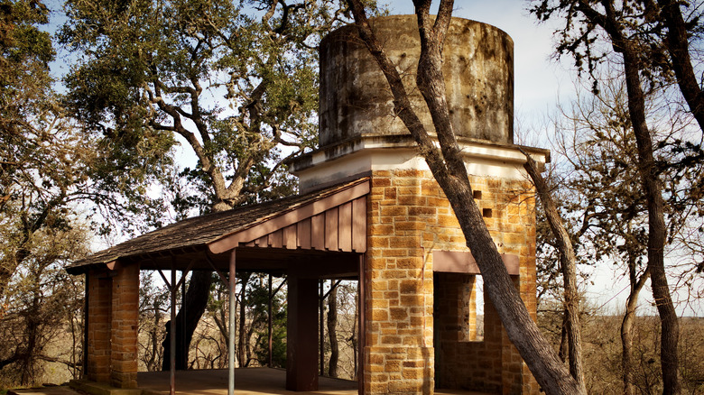 An old stone water storage tank in Lockhart State Park