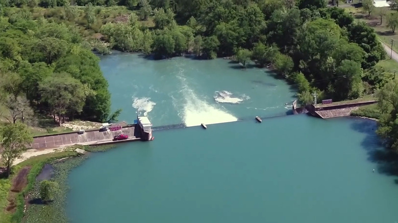 Aerial view of Lake Dunlap dam