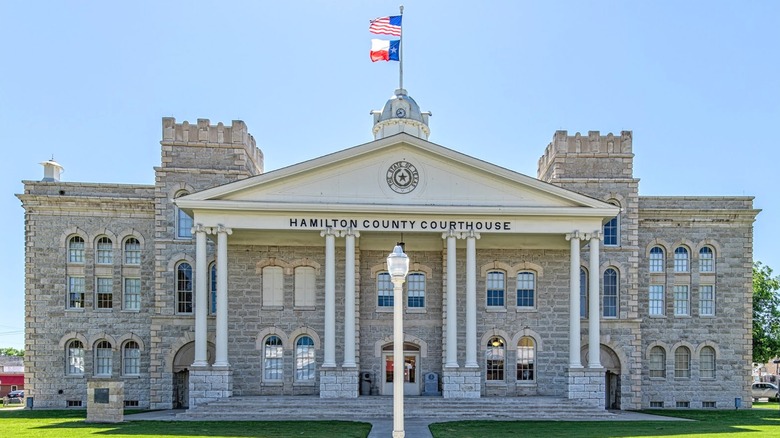 The historic Hamilton County Courthouse in Hamilton, Texas