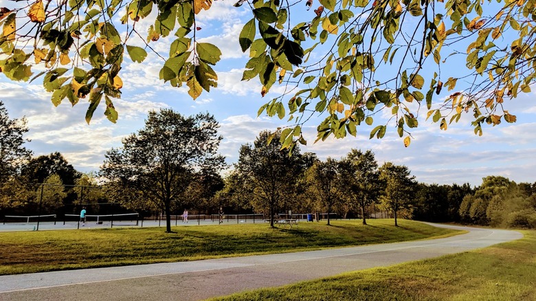 Tennis courts and paved paths at Fairland Recreational Park, Maryland