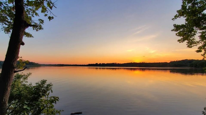 Sunset over the waters of Otter Point Creek Natural Area in Edgewood, Maryland