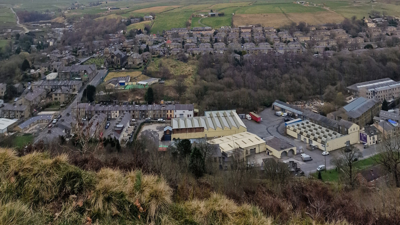 Mountain view of small town of Bacup, England.