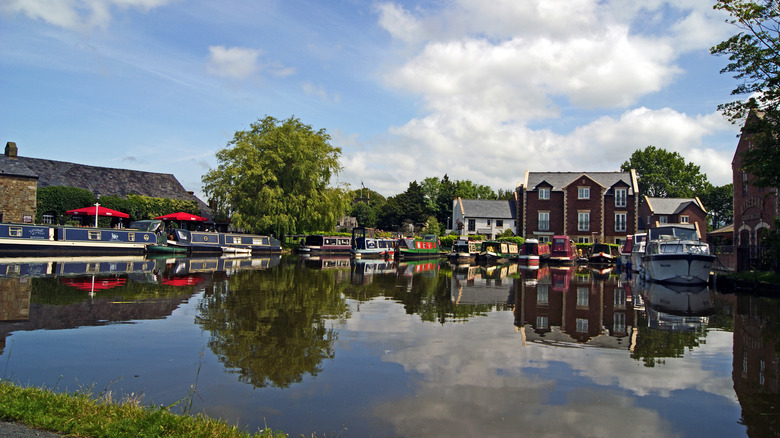 Garstang market town framing the Lancaster Canal in England