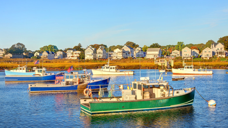 Boats in the water next to Marshfield, Massachusetts