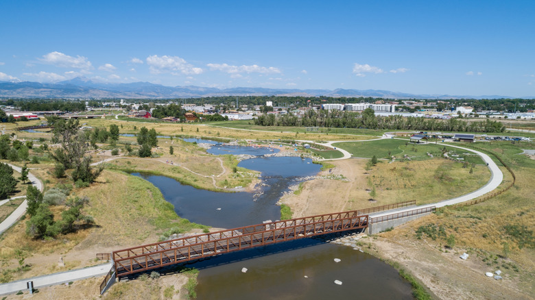 Bridge over St. Vrain Creek at Dickens Farm Nature Area, Longmont Colorado