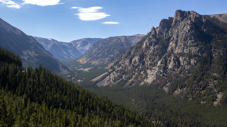 View of mountains along Beartooth Highway in Montana