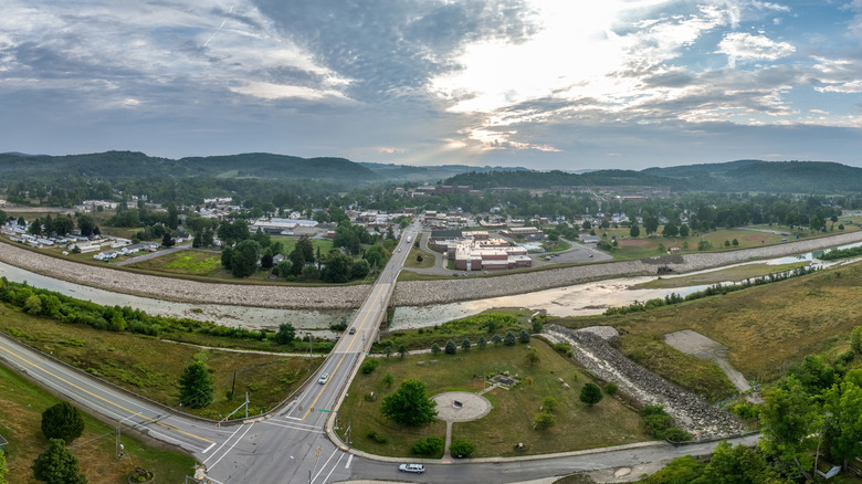 Aerial view of rural Mansfield Pennsylvania
