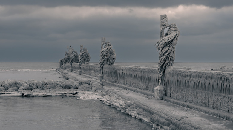 The frozen pier of Port Stanley