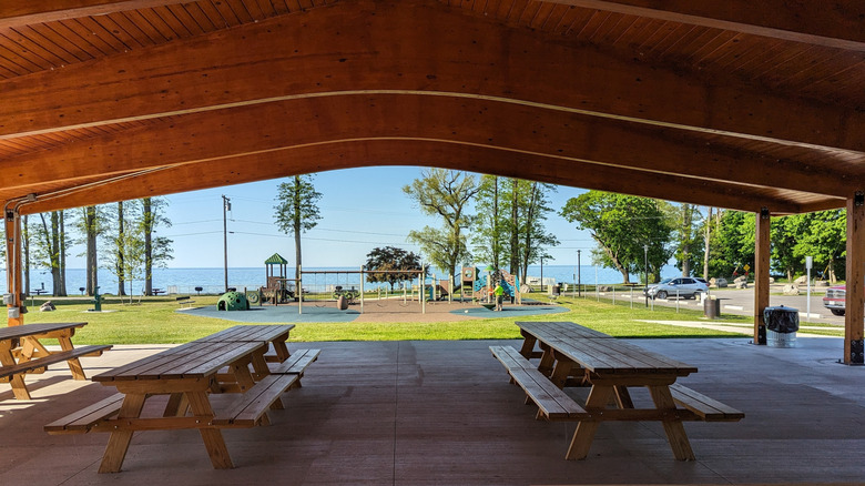 The new picnic pavilion in Yates Town Park along Lake Ontario in Yates, New York