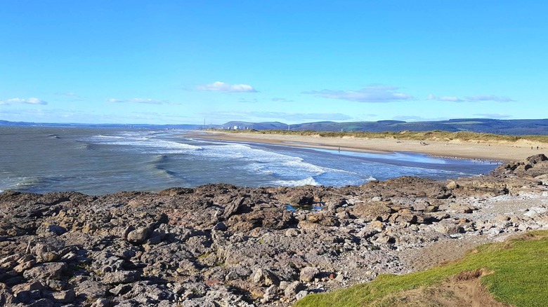 The rocky coast near Rest Bay Beach in Porthcawl, Wales