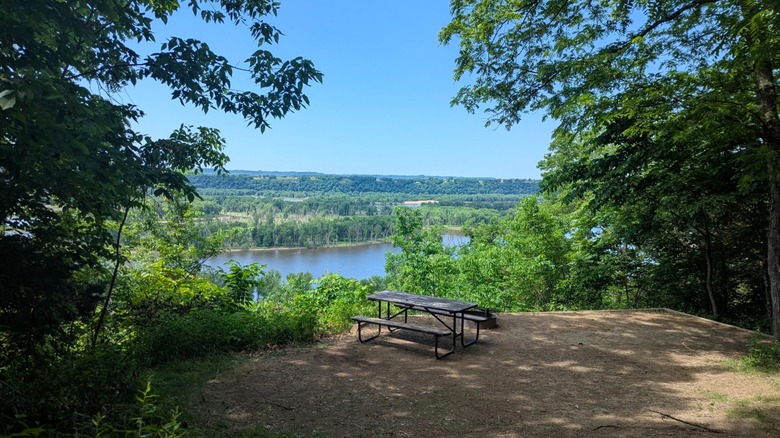 The Mississippi River as seen from a blufftop campsite at Nelson Dewey State Park