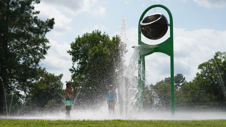 Children playing at a splash park in South Carolina