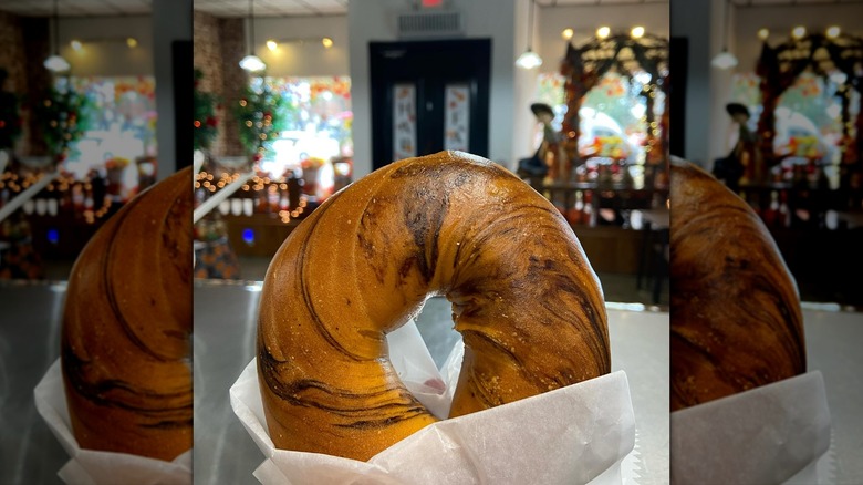 Close up of a pumpkin spiced bagel at the Orchard Cafe in Manning