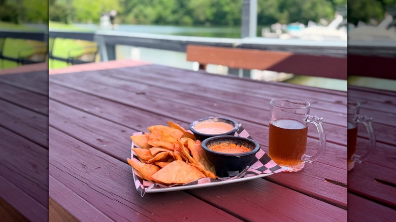 Beer and snacks at Nick's Lakeside Grill