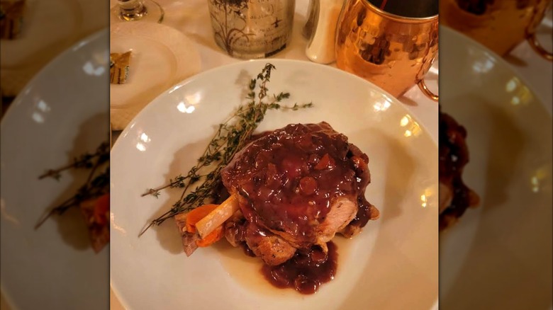 pork shank dish in Old Colonnial Inn, Kentland, Indiana