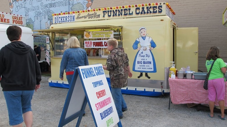A funnel cake food truck at the Apple Popcorn Festival in Brookston, Indiana
