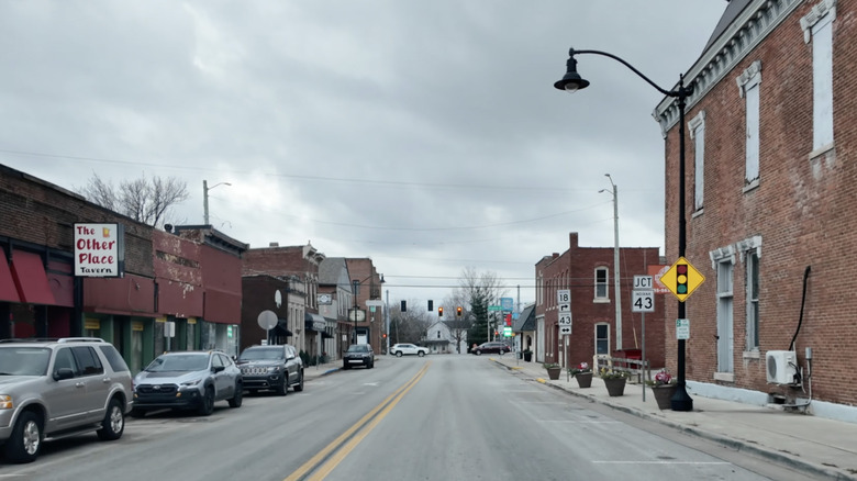 A street scene in Brookston, Indiana