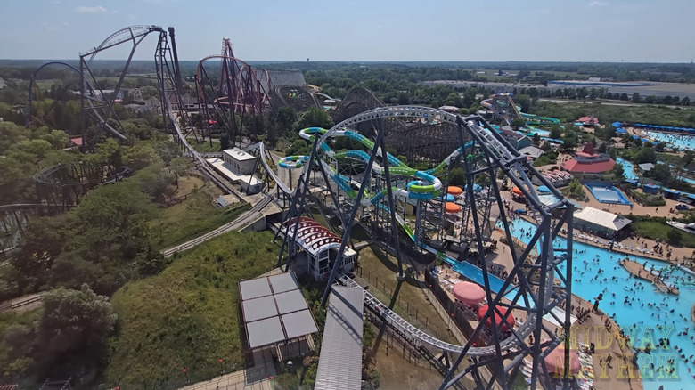 Aerial view of Six Flags Great America in Gurnee, Illinois