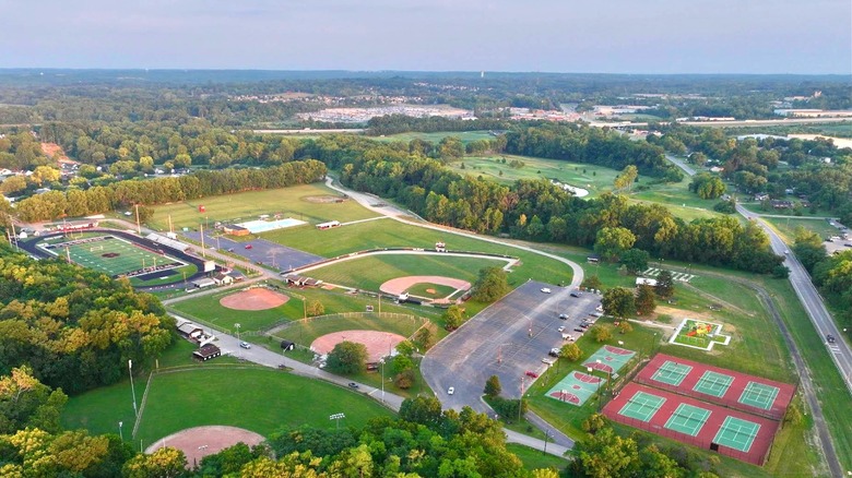 drone view of Lions Club Municipal Park, Franklin, Ohio