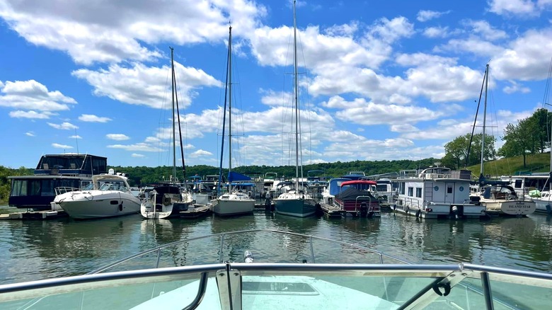 lake view from boat in Kent's Harbor Marina, Liberty, Indiana