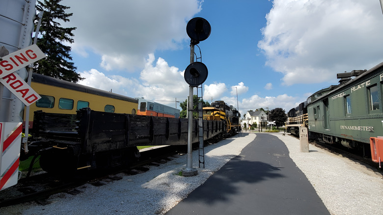 Locomotives and roads at the Mad River and NKP Railroad Museum in Bellevue, Ohio