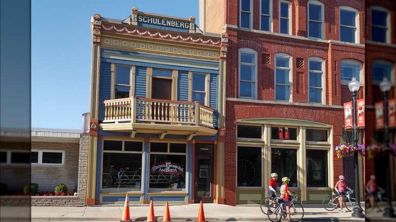 Exterior of the Bicycle Museum of America in a historic building in New Bremen, Ohio