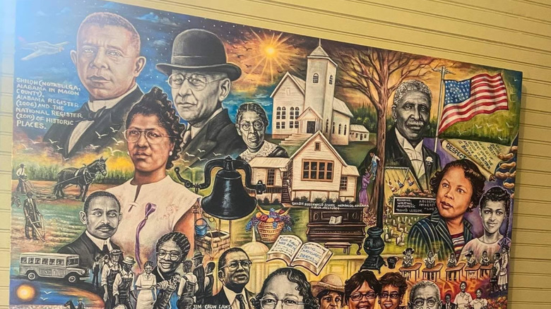 A mural depicting the history of Notasulga, Alabama