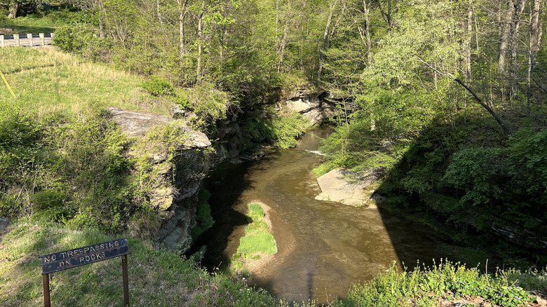 View over the gorge at Stebelton Park at Rock Mill in Ohio