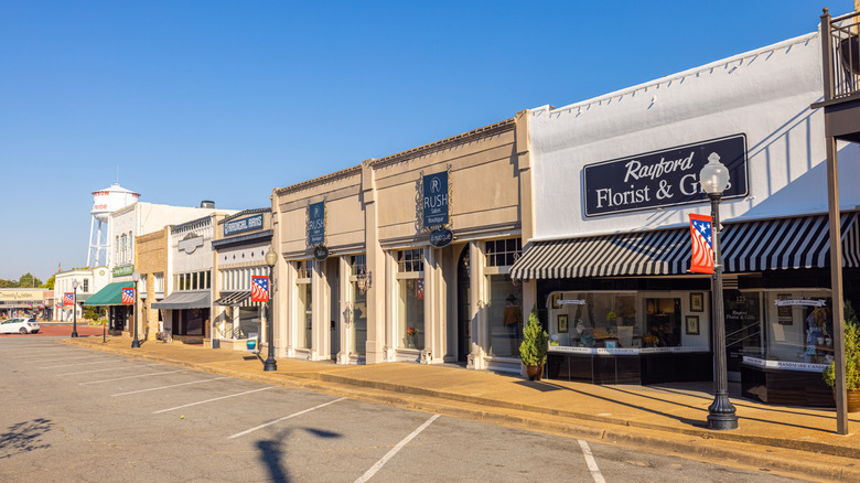 Storefronts on Main Street in Henderson Texas.