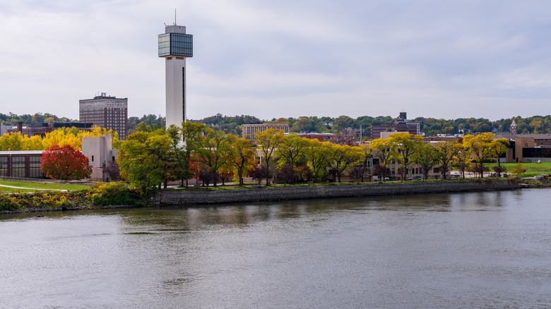 Cityscape of downtown Moline's riverside