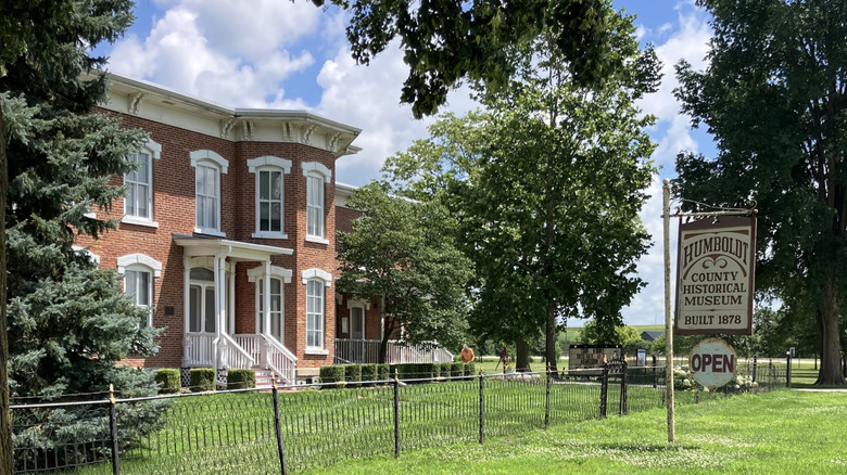 The Italianate facade of the Humboldt County Historical Museum near Humboldt, Iowa